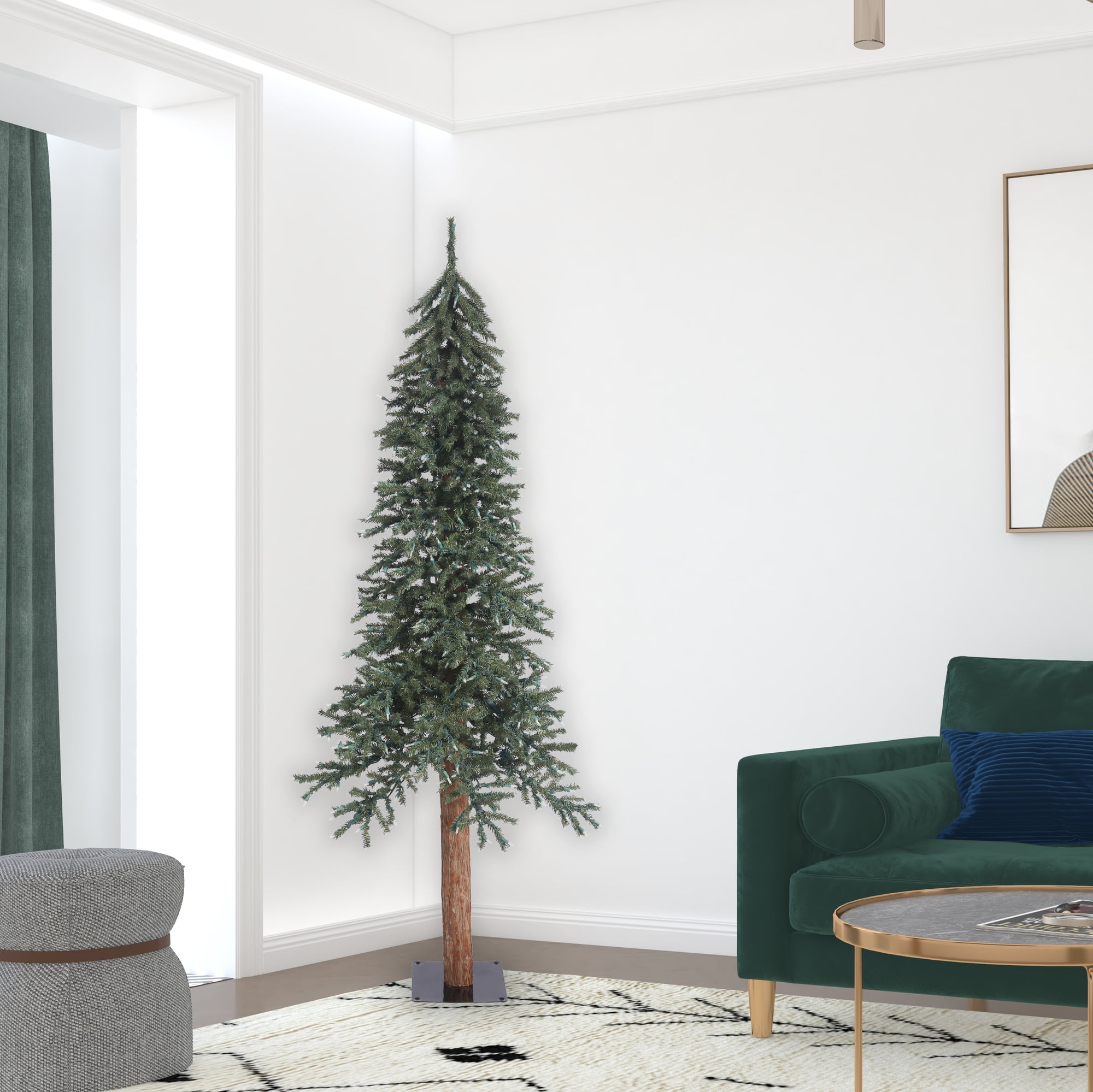 Vickerman 7' Natural Bark Alpine Artificial Christmas Tree, Unlit - Walmart.com